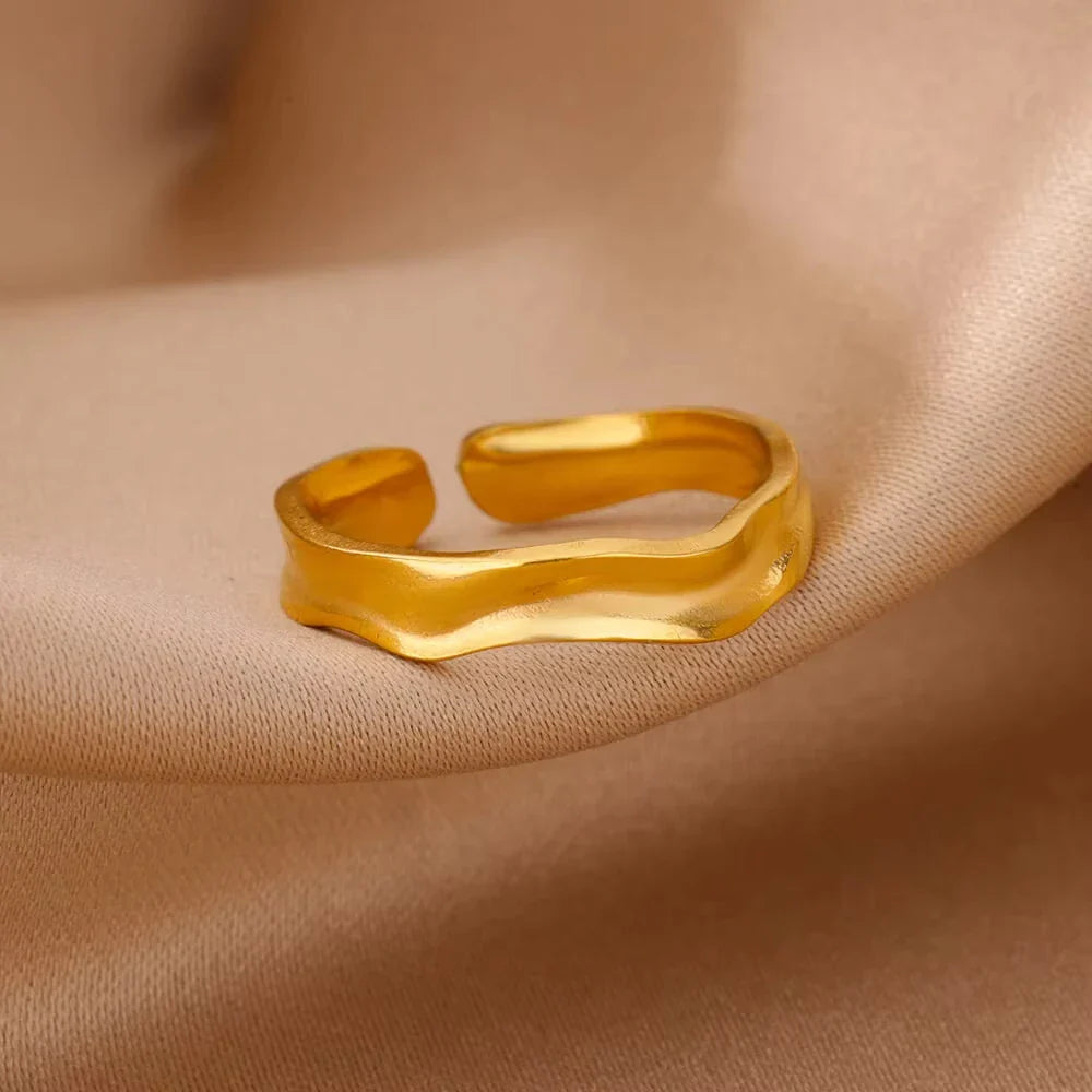 Anti-Stress Rotating Beads Rings for Women Men Gold Color Stainless Steel Double Smooth Beads Finger Ring Party Jewelry Gift Vera Lux