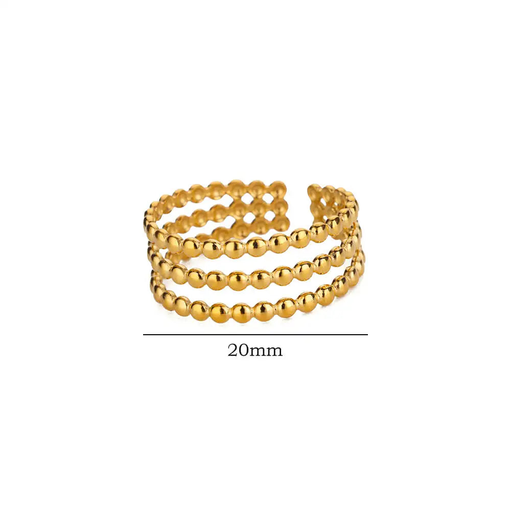Cute Multilayered Beads Chain Ring For Women Stainless Steel Gold Color Minimalist Finger Ring 2024 Trend Wedding Jewelry Gift Vera Lux