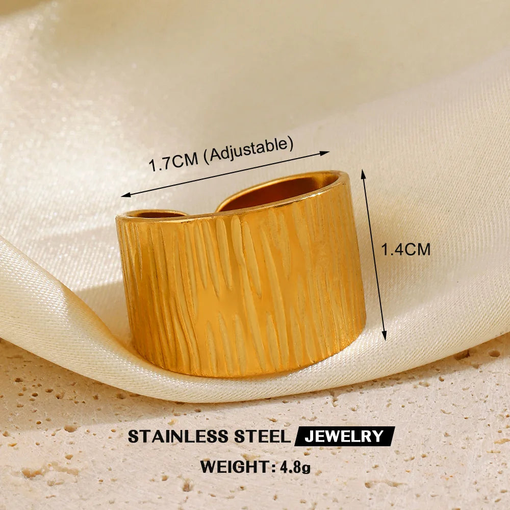 1Pc Stainless Steel Gold Color Rings For Women Waterproof Geometric Open Finger Ring Girls Fashion Daily Jewelry Accessories Vera Lux