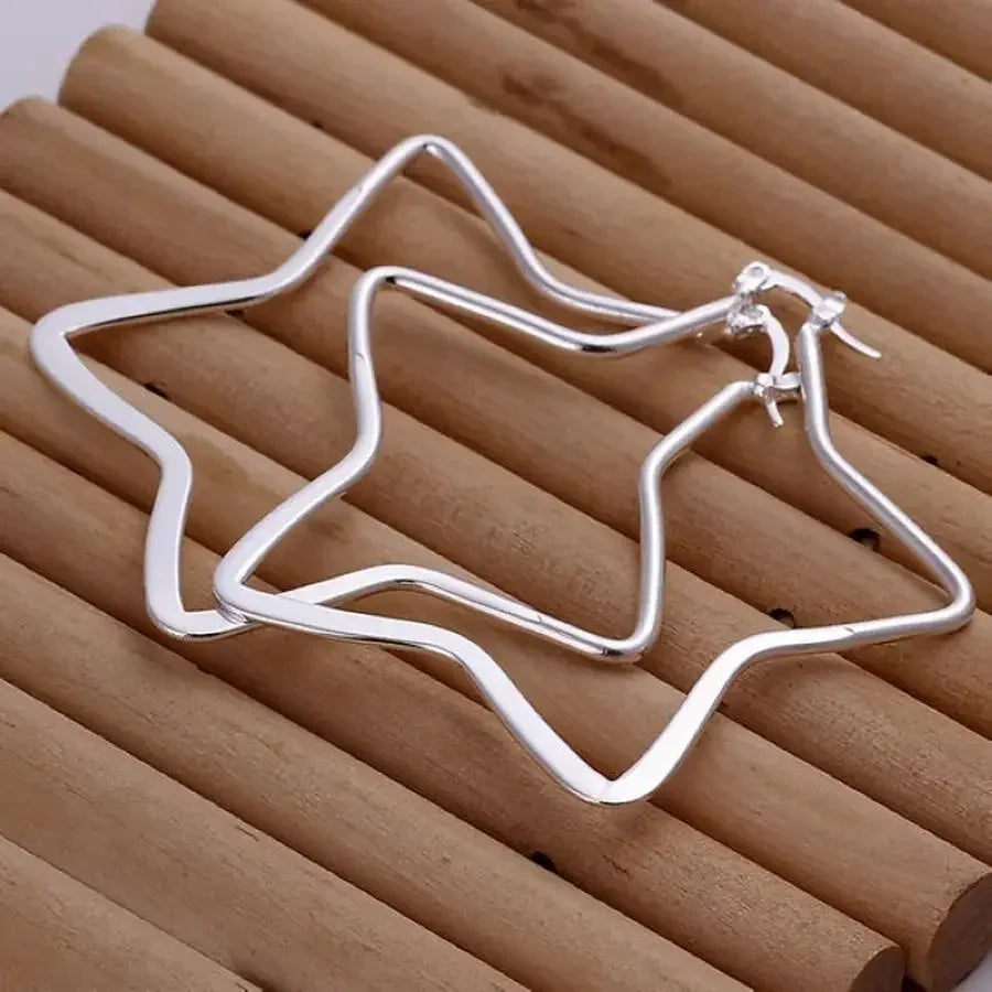 hot sale 925 Sterling silver big earrings lovely nice fashion classic star Earring Jewelry for party gifts women lady Vera Lux