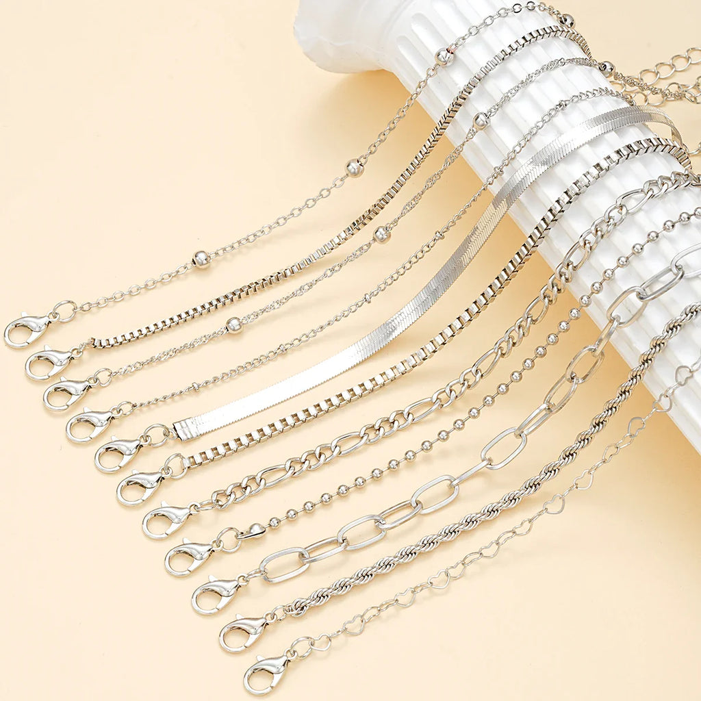11Pcs/Set Boho Twisted Flat Snake Chain Anklet for Women Summer Beach Vintage Barefoot Ankle Bracelet On Leg Jewelry Accessories Vera Lux