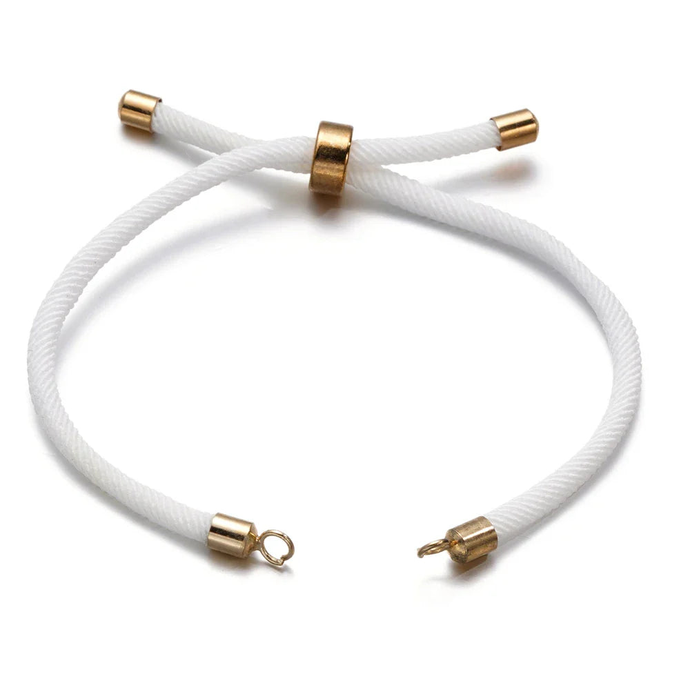 1pc Adjustable Nylon Braided Twisted Cords Slider Friendship Bracelets with Brass Cord End for Jewelry Making DIY Findings Vera Lux