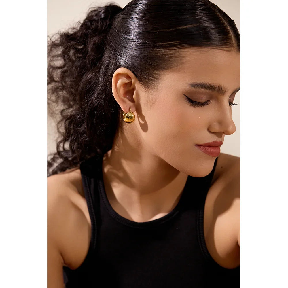 Yhpup Charm Stainless Steel Chunky Geometric Unusual Earrings Personalized Metal Rust Proof 18K Gold Color Jewelry Bijoux Femme Vera Lux