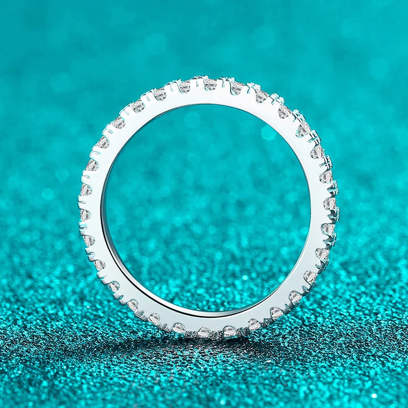NeeTim D Color 2mm Full Moissanite Diamond Ring for Women Sterling Silver 925 with Gold Plated Wedding Bridal Band Rings Jewelry Vera Lux