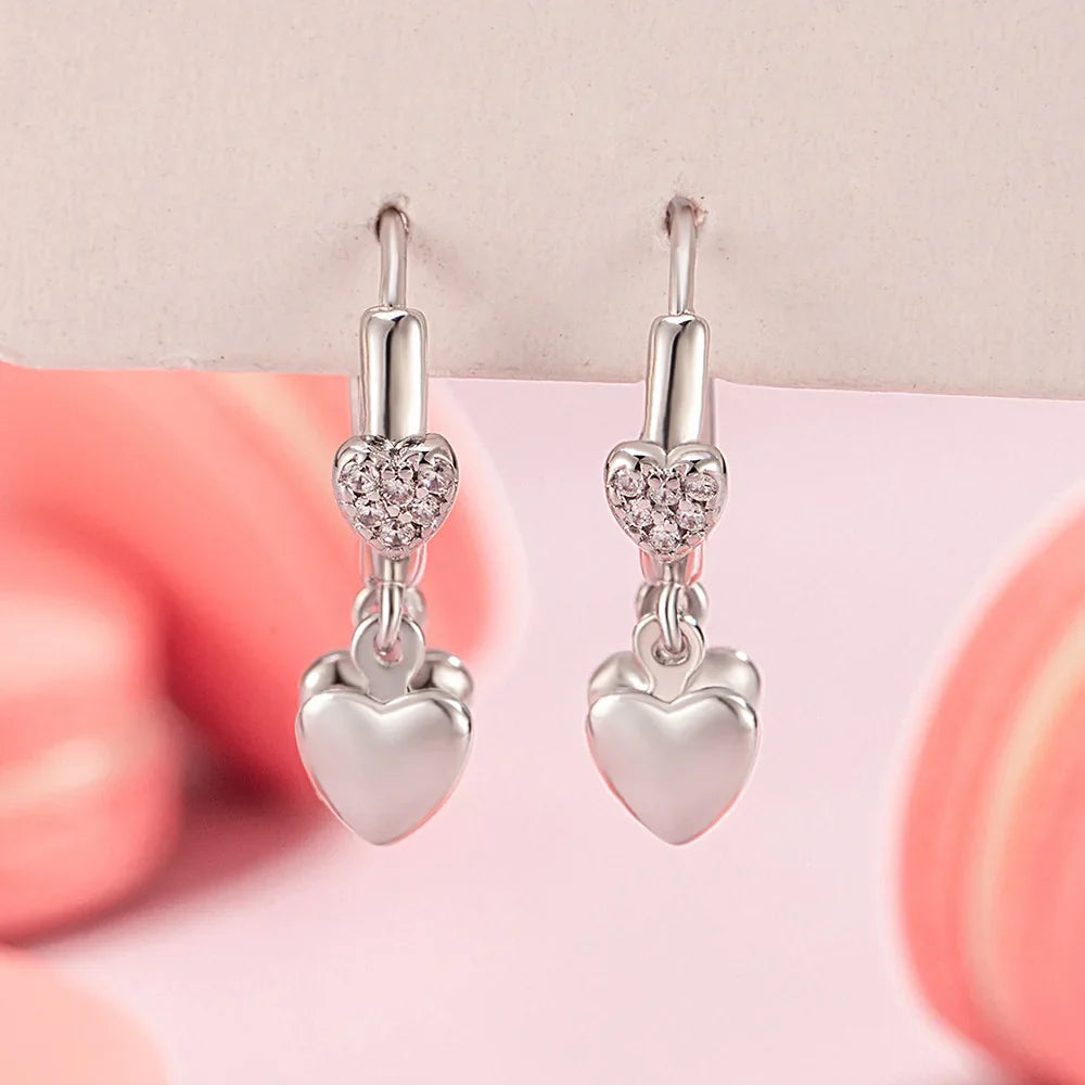 925 Sterling Silver Heart Zircon Stud Earrings For Women Wedding Elegant Luxury Jewelry Accessories Jewellery Prevent Allergies Vera Lux