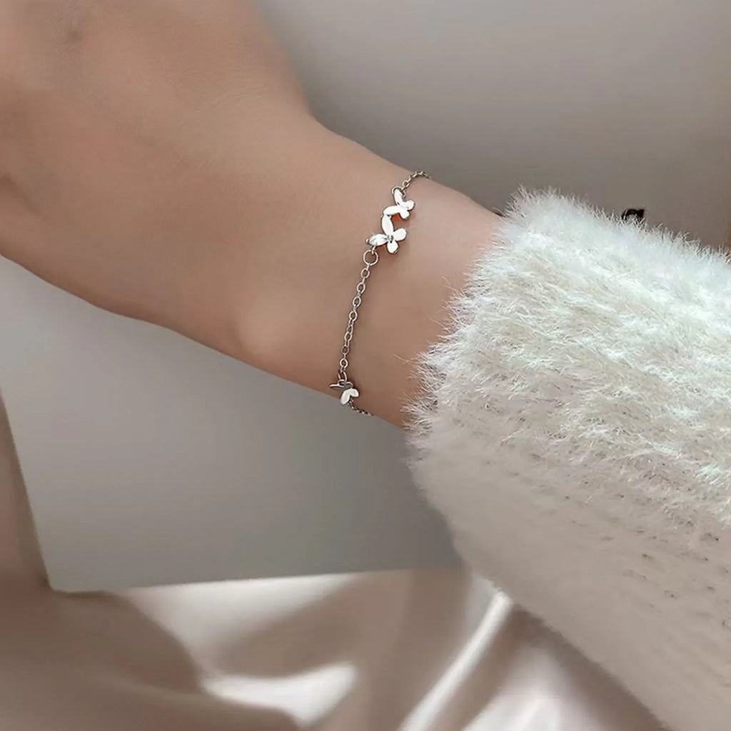 925 Silver Diamond-Studded Butterfly Bracelet Women's Fashion Temperament Flower Adjustable Bracelet Vera Lux