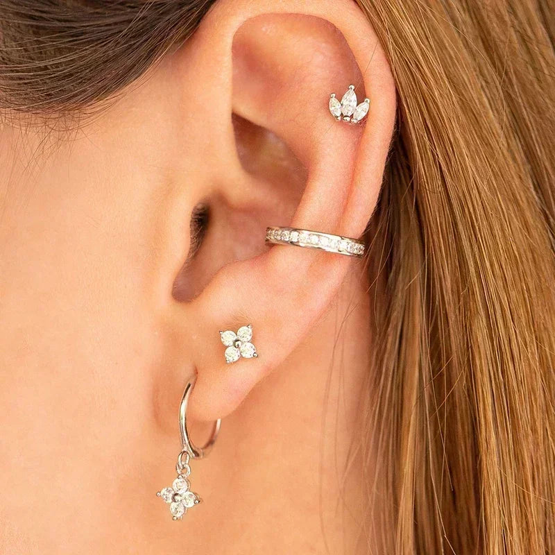 925 Sterling Silver Ear Needle Fashion Hoop Earrings White Crystal Luxury Women's Silver Earrings Wedding Women's Jewelry Gift Vera Lux