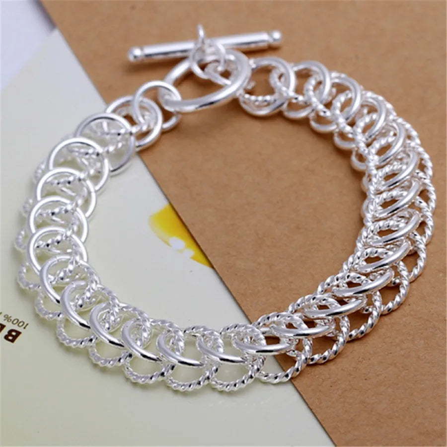 925 Sterling Silver Exquisite Solid Chain Bracelet Fashion Charm Women Men Solid Wedding Cute Simple Models Jewelry Vera Lux