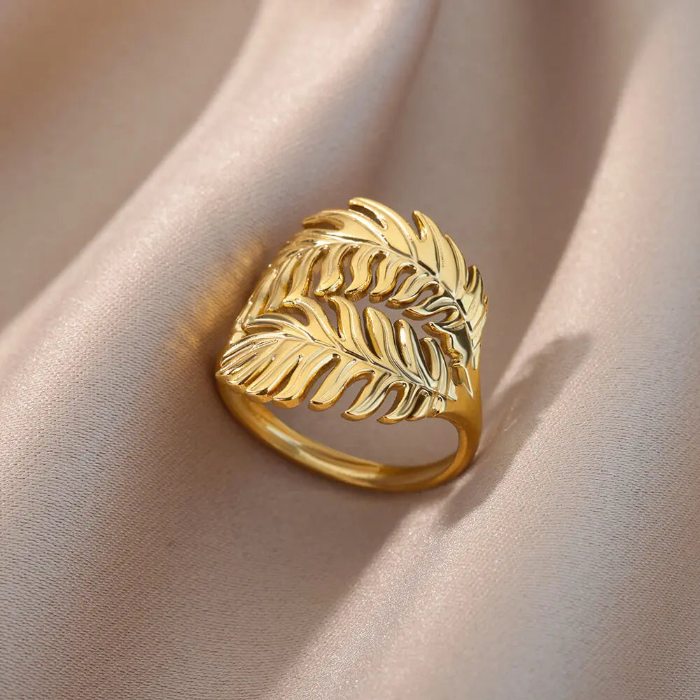 Irregular Hollow Opening Rings For Women Stainless Steel Gold Color Geometric Ring Party Christmas Jewelry Gift Free Shipping Vera Lux