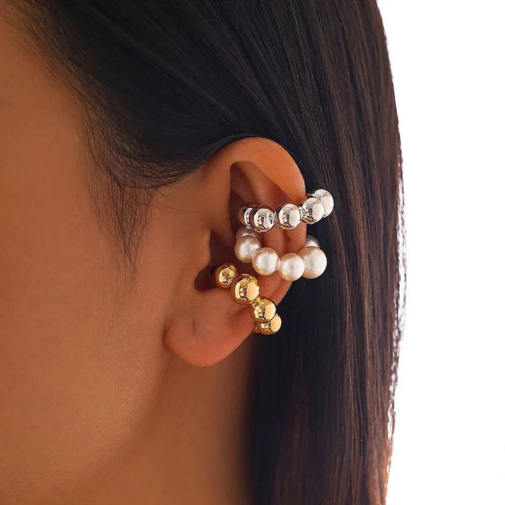 Three Pieces Set Pearls Without Ear Holes Clip Earrings for Women Fashion Customized Jewelry Minimalist Accessories Wholesale Vera Lux