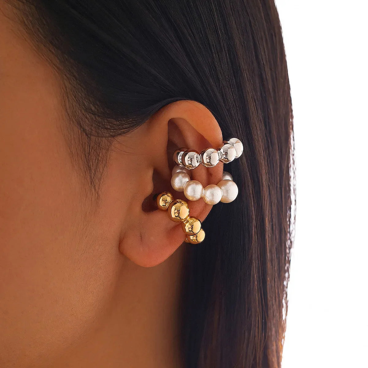 Three Pieces Set Pearls Without Ear Holes Clip Earrings for Women Fashion Customized Jewelry Minimalist Accessories Wholesale Vera Lux