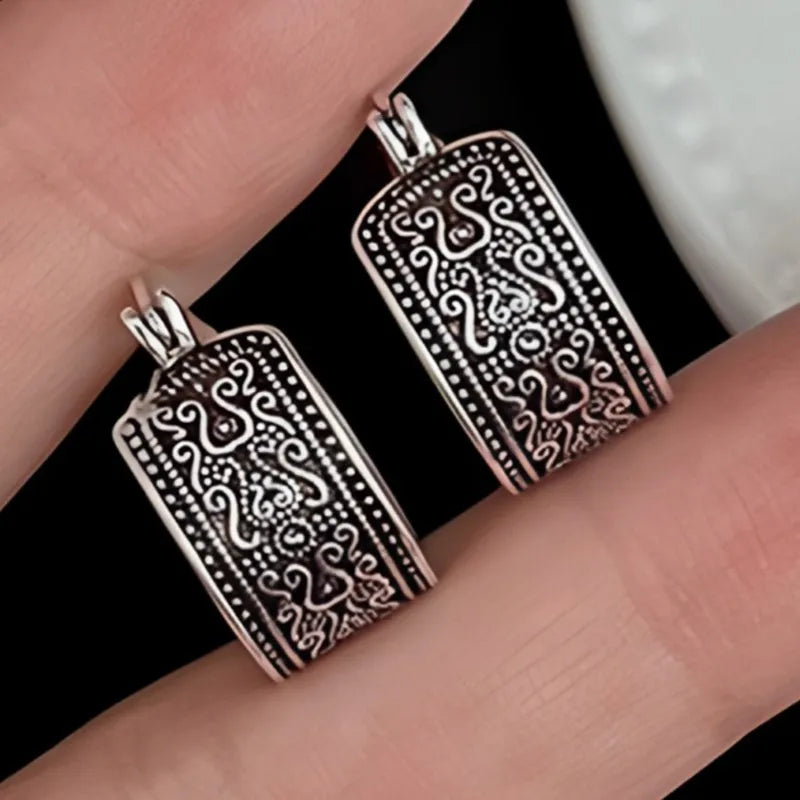 925 Sterling Silver Texture Flower Earrings For Women Gothic Trendy Simple Retro Earring Jewelry Party Accessories Vera Lux