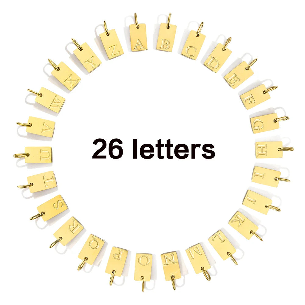 Alphabet Charm Pendant for Necklaces Stainless Steel Jewelry DIY Engraved Lettering Accessories Women's Fashion Jewelry Vera Lux