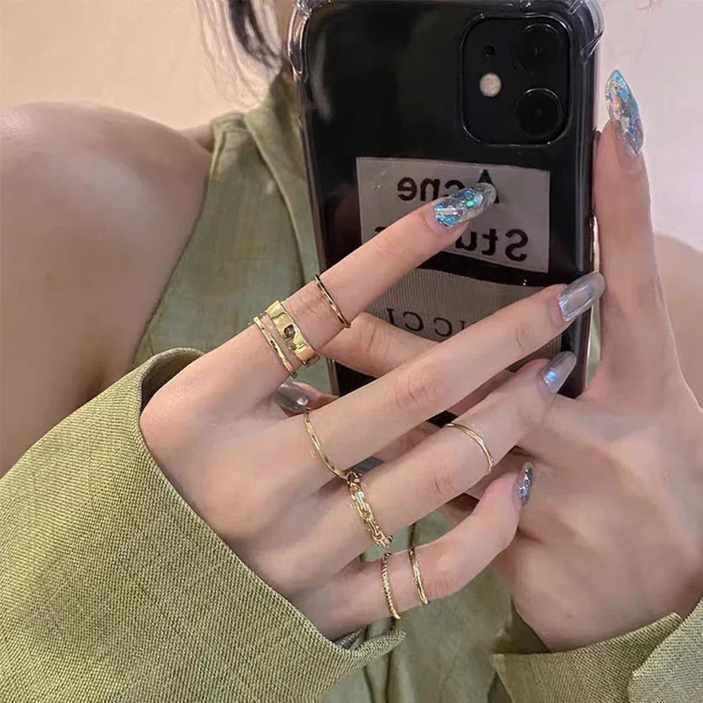 The Tide Cool Ring Set Female Korean Ring Ring Net Red Jewelry Not Fade Color Ring Cold Wind Hip Hop Index Finger Ring Vera Lux