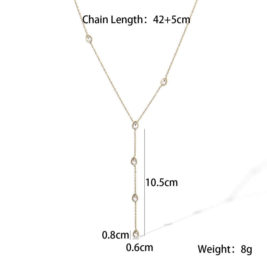 NEWBUY Fashion Gold Color Stainless Steel Choker Necklaces For Women Delicate White/Green/Red CZ Zircon Inlay Jewelry Vera Lux