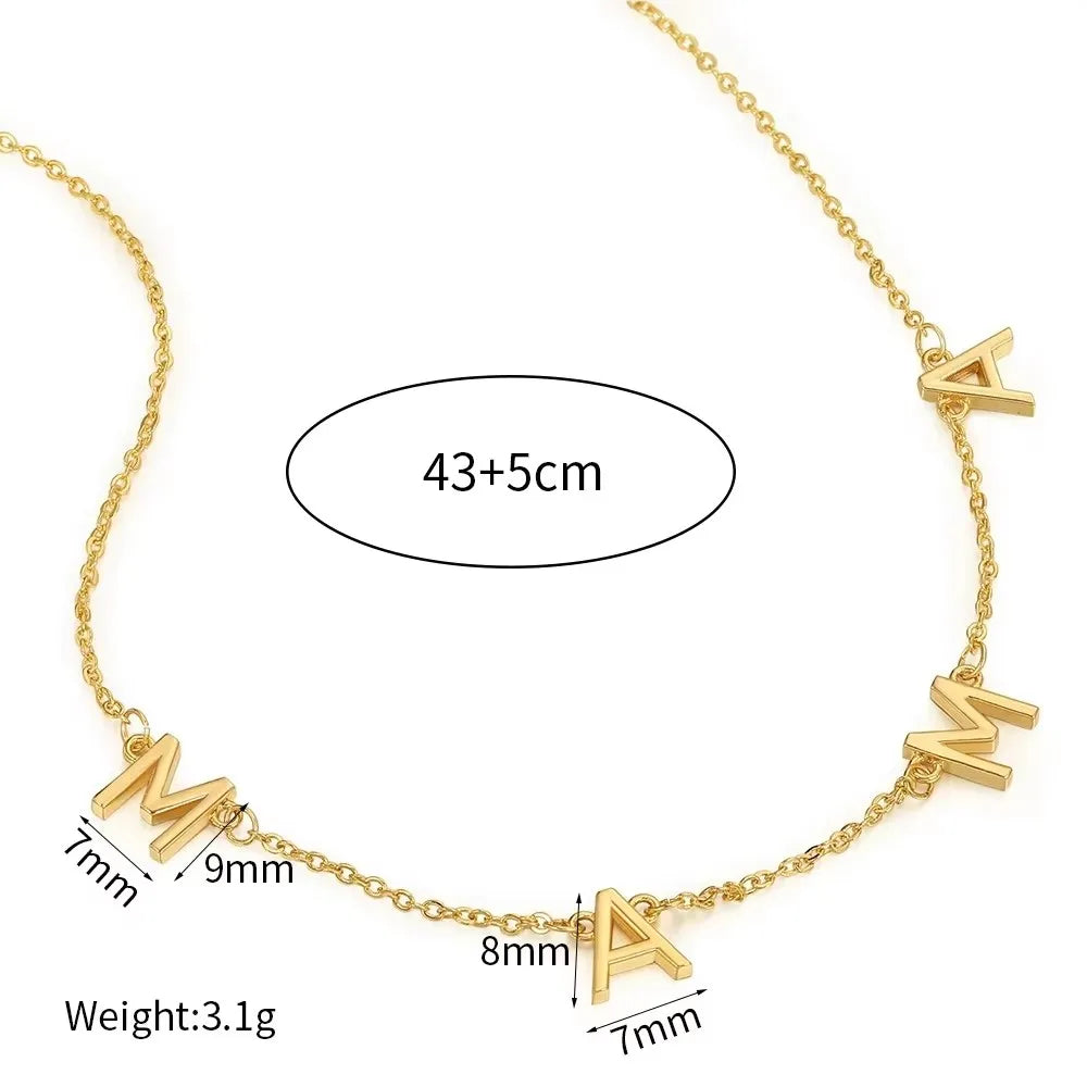 Dainty Mama Necklace Gold Color Stainless Steel Waterproof Choker Mama Letters Nameplate Necklaces Jewelry Gift For Mom And Wife Vera Lux