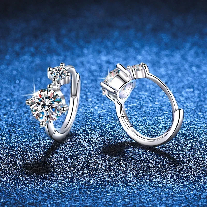 NeeTim Full Moissanite Hoop Earrings 925 Sterling Silver with 18K Gold Plated Wedding Luxury Jewelry Gift Passed Diamond Tester Vera Lux