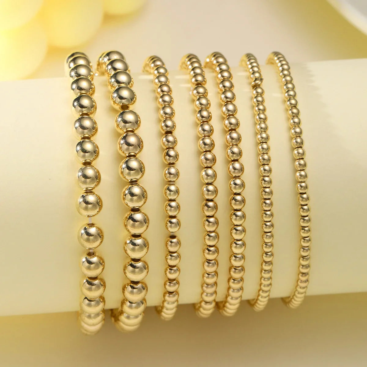 7 Pcs/Set Vintage Handmade Gold Color Beads Bracelets Set Stretch Women Trendy Bracelets Fshion Girls Party Boho Jewelry Gifts Vera Lux
