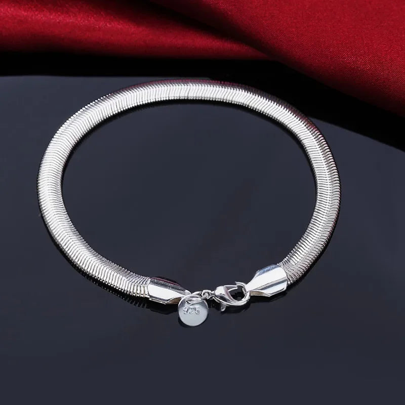 8 Inch 18K Gold Bracelet 5MM Sideways Chain Bracelet For Woman Men Fashion Wedding Engagement 925 Sterling Silver Jewelry Gifts Vera Lux