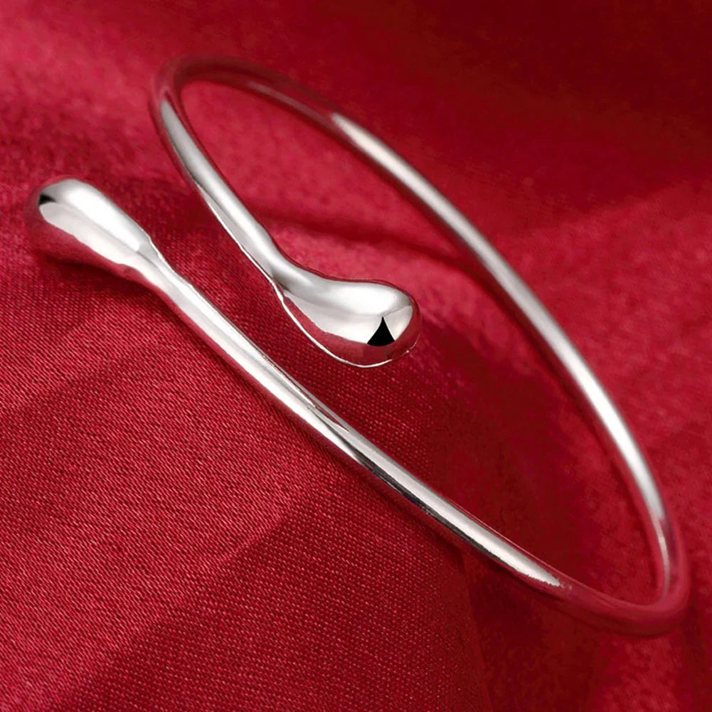 Wholesale Fine 925 Sterling Silver Bangles Bracelet Charms Heart Open for Women Lady Jewelry Adjustment Cuff Wedding Gift Vera Lux