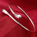 Wholesale Fine 925 Sterling Silver Bangles Bracelet Charms Heart Open for Women Lady Jewelry Adjustment Cuff Wedding Gift Vera Lux