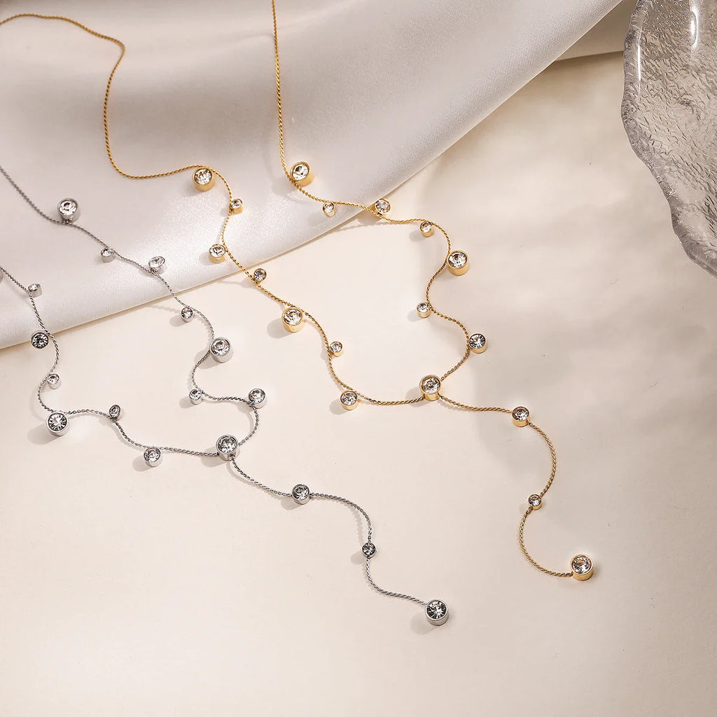 2025 New Arrival Shiny AAA CZ Zircon Silver/Gold Color Choker Necklaces For Elegant Women Stainless Steel Jewelry Vera Lux