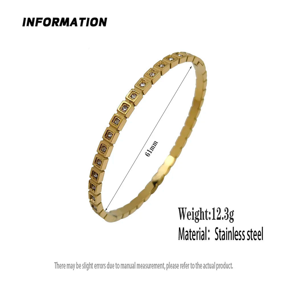 Classic square zircon gold-plated stainless steel bracelet 18K, high quality waterproof couple bracelet, wife gift Vera Lux