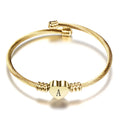 Initial Letter Stainless Steel Cuff Bracelet For Women 26 Alphabet Heart Charm Bangle Female Fashion Birthday Party Jewelry Vera Lux