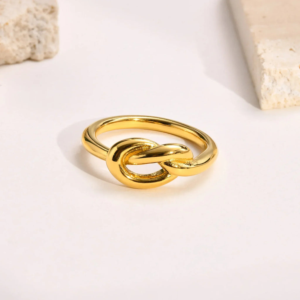 Love Knot Ring for Women, Stainless Steel Gold Plated Dainty Stacking Ring, Tiny Tie The Knot Statement Jewelry Vera Lux