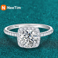 NeeTim D Color Moissanite Ring 925 Sterling Silver with White Gold Plated Lab Diamond Rings for Women Wedding Band Jewelry Gifts Vera Lux