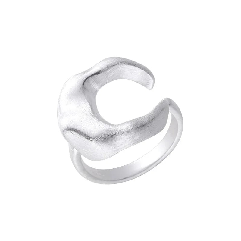 925 Sterling Silver Matte Finish Moon Open Rings For Women Ladies Luxury Jewelry Wholesale Accessories Jewellery Argent 925 Vera Lux