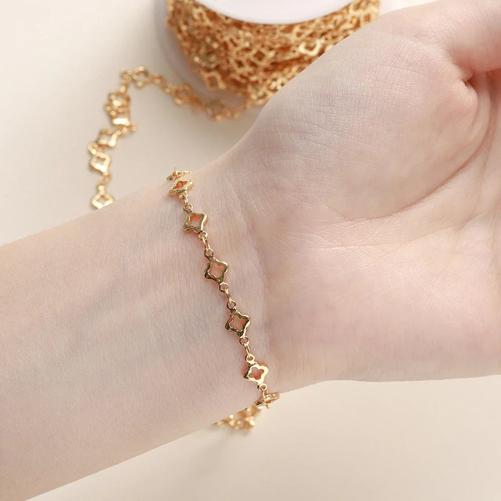 1Meter/Pack 5.5MM 14/18K Gold Plated Brass Rhombus Chain For Jewelry Making Necklace Bracelets Chain Jewelry Making Supplies Vera Lux