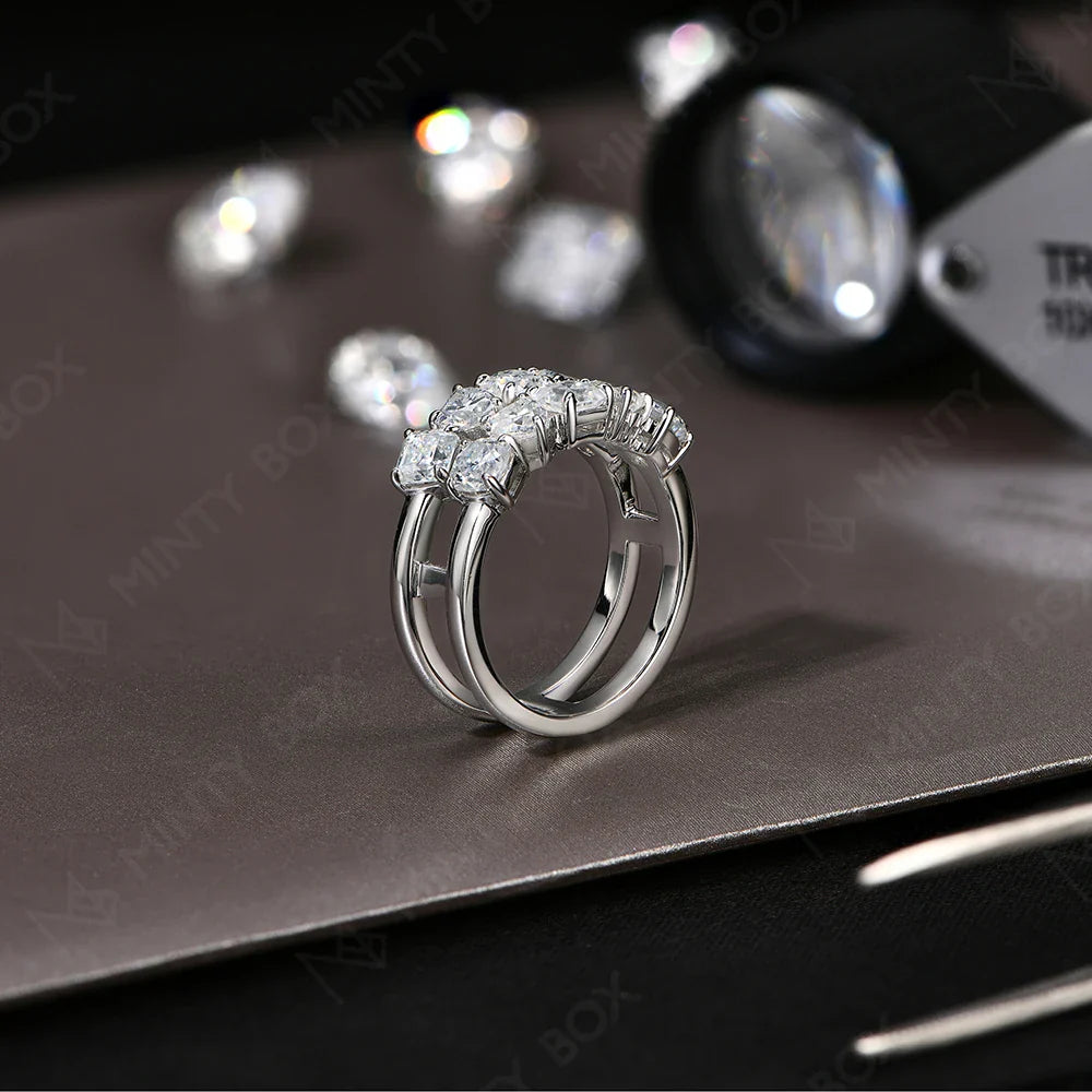 MINTYBOX 3.5ct Moissanite Wedding Band Ring with Lab Diamond S925 Sterling Silver Engagement Rings For Women Fine Jewelry Gift Vera Lux