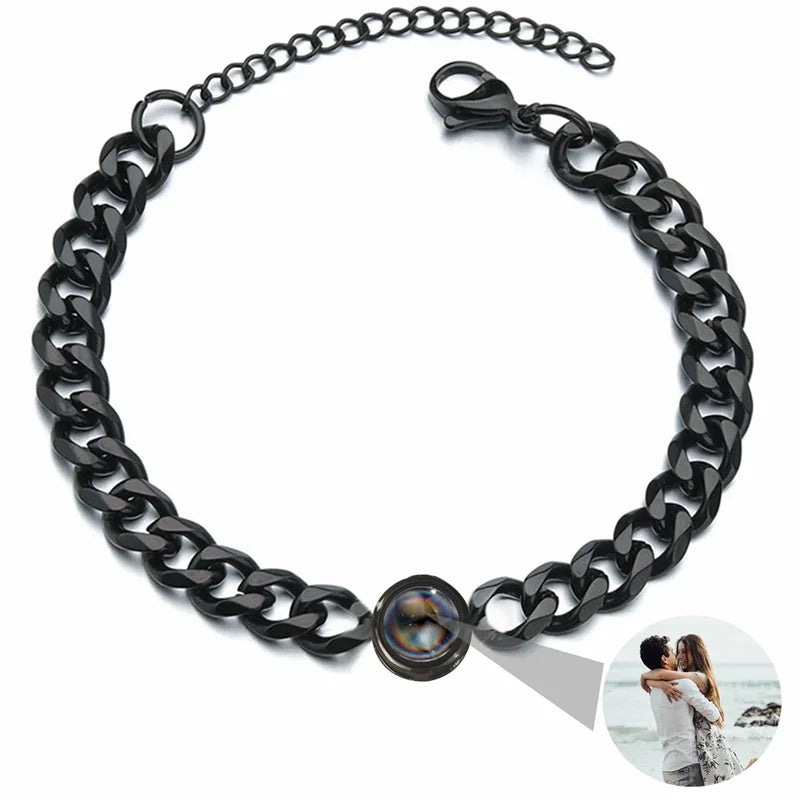 Custom Photo Bracelet Personalized Projection Bracelets with Picture Inside 100 Languages I Love You Stainless Steel Bracelet Vera Lux