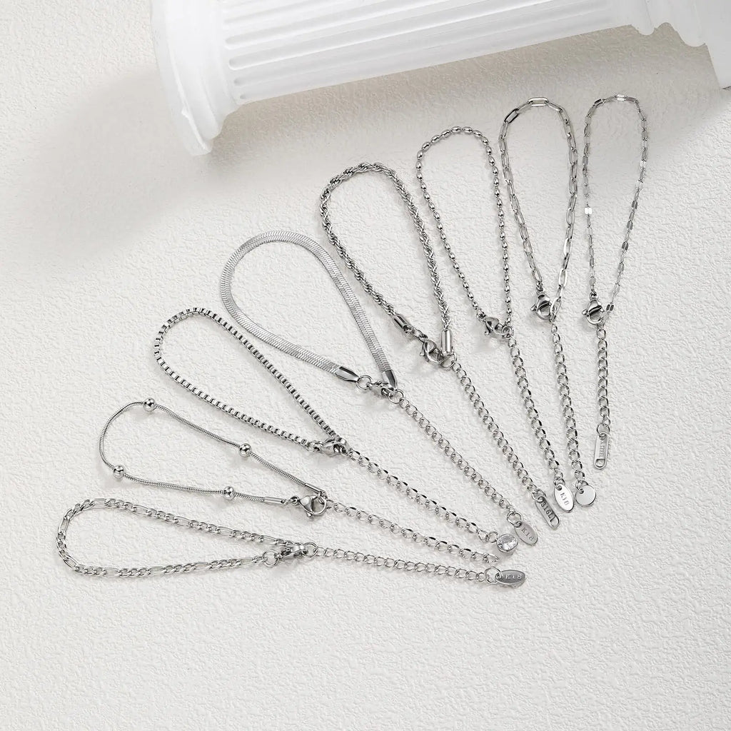 Women Chain Bracelet Silver Color, Stainless Steel Link Stackable Bracelets, Layered Fashion Accessories Gifts Vera Lux