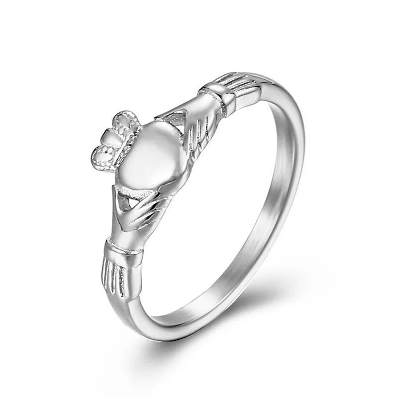 Stainless Steel Irish Claddagh Ring Heart Crown Wedding Promise Band for Women Men Size 4-10 Vera Lux