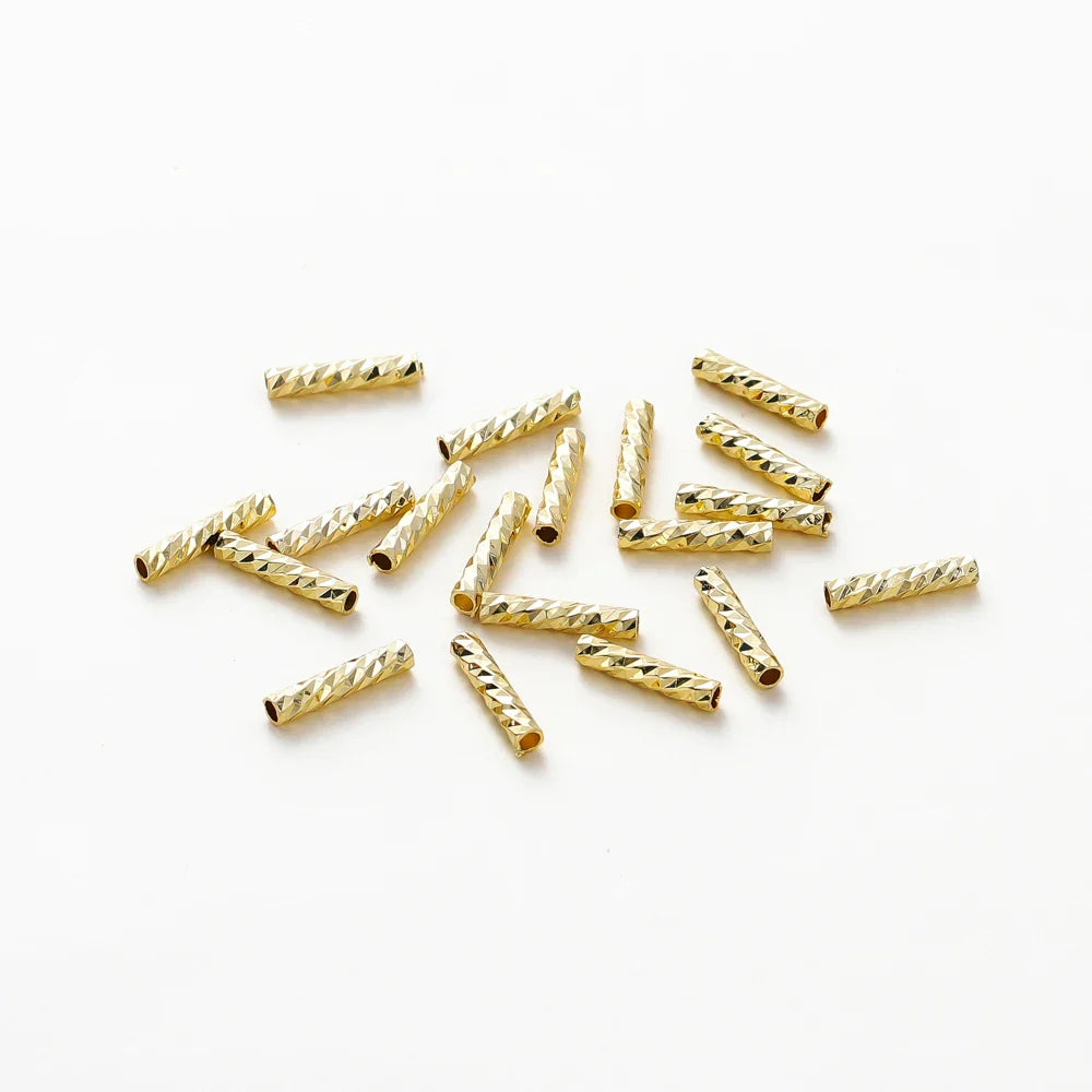 100pcs 7MM 10MM 14K 18K Gold Plated Brass Straight Tube for Bracelet Making StripeTubes Jewelry Supplies Diy Accessories Vera Lux