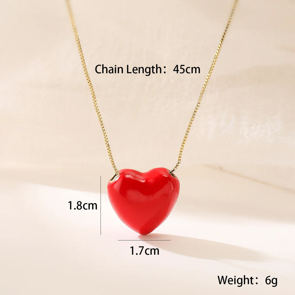 NEWBUY Hot Sale Red Oil Dripping Heart Pendant Necklaces For Women Vera Lux