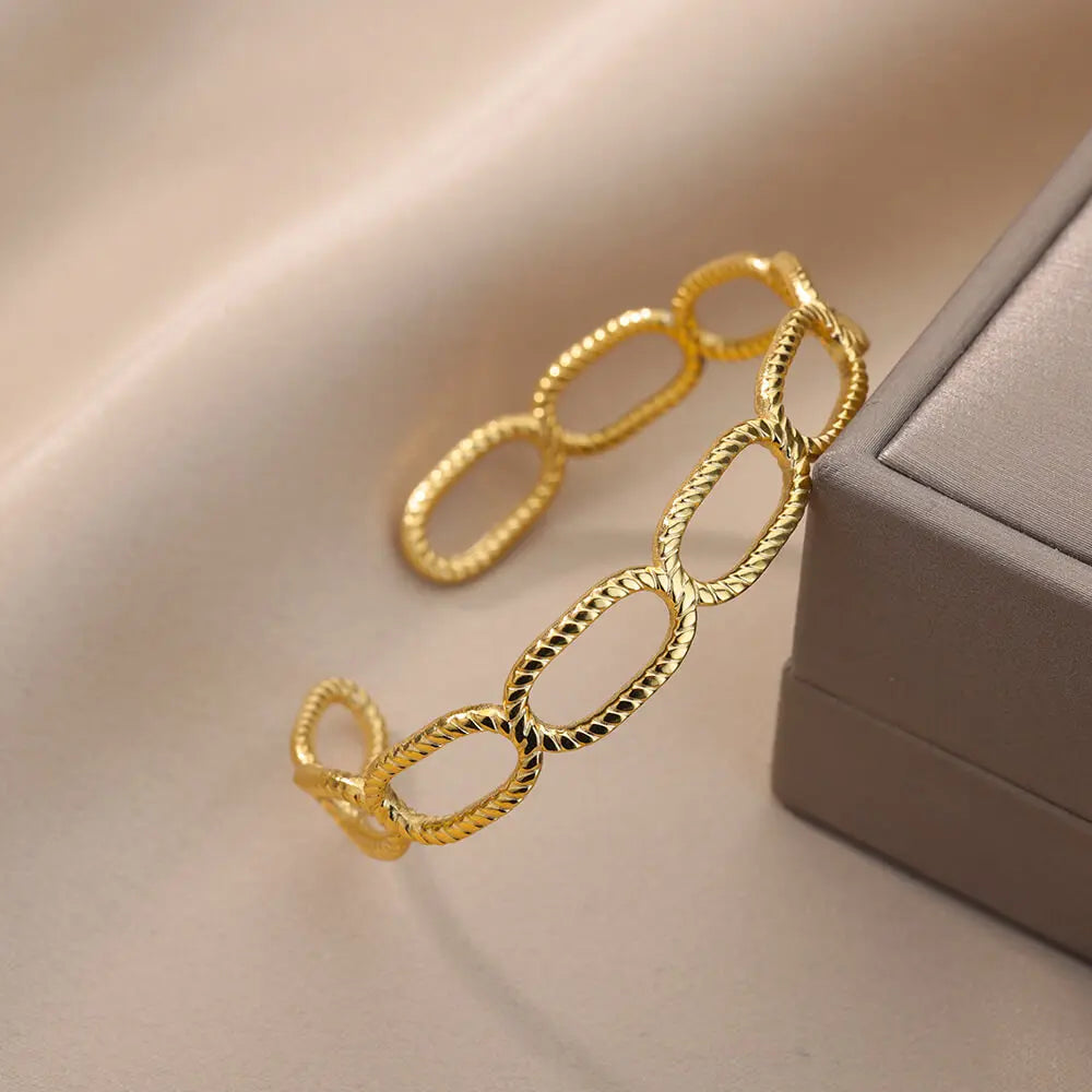 Snake Bangle Bracelet For Women Stainless Steel Opening Gold Plated Opening Bangle Animal Aesthetic Jewelry pulseras mujer Vera Lux