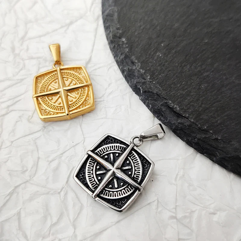 Nautical Compass Pendant Necklace - Waterproof Punk Retro Compass Pendant  | 18K Gold Plated Stainless Steel Jewelry Gift Vera Lux