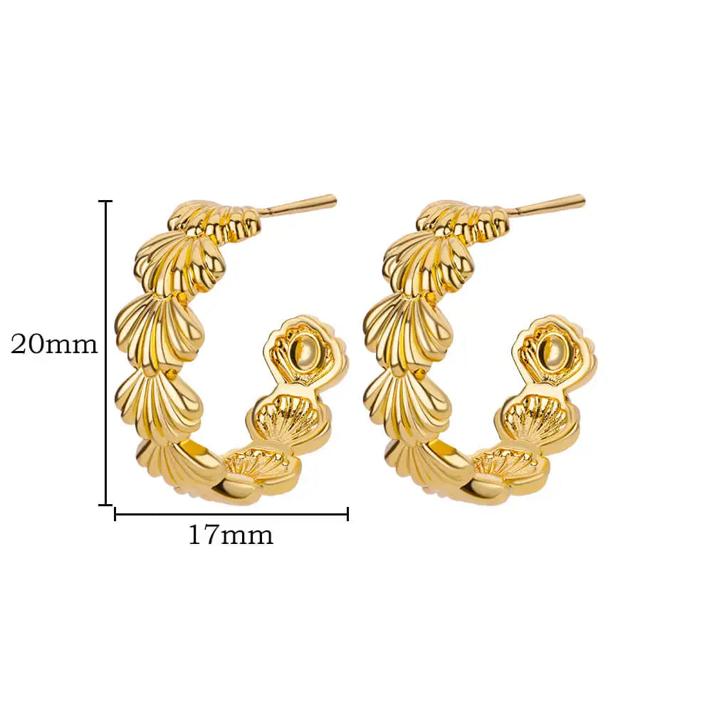 C-shaped Shell Stainless Steel Earrings For Women Korean Style Gold Plated Piercing Earring Luxury Quality Jewelry Birthday Gift Vera Lux