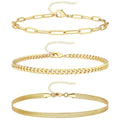 3Pcs Stainless Steel Beach Anklet Set For Women Waterproof Snake Twisted Rope Chain On Foot Jewelry Girls Summer Ankle Bracelet Vera Lux
