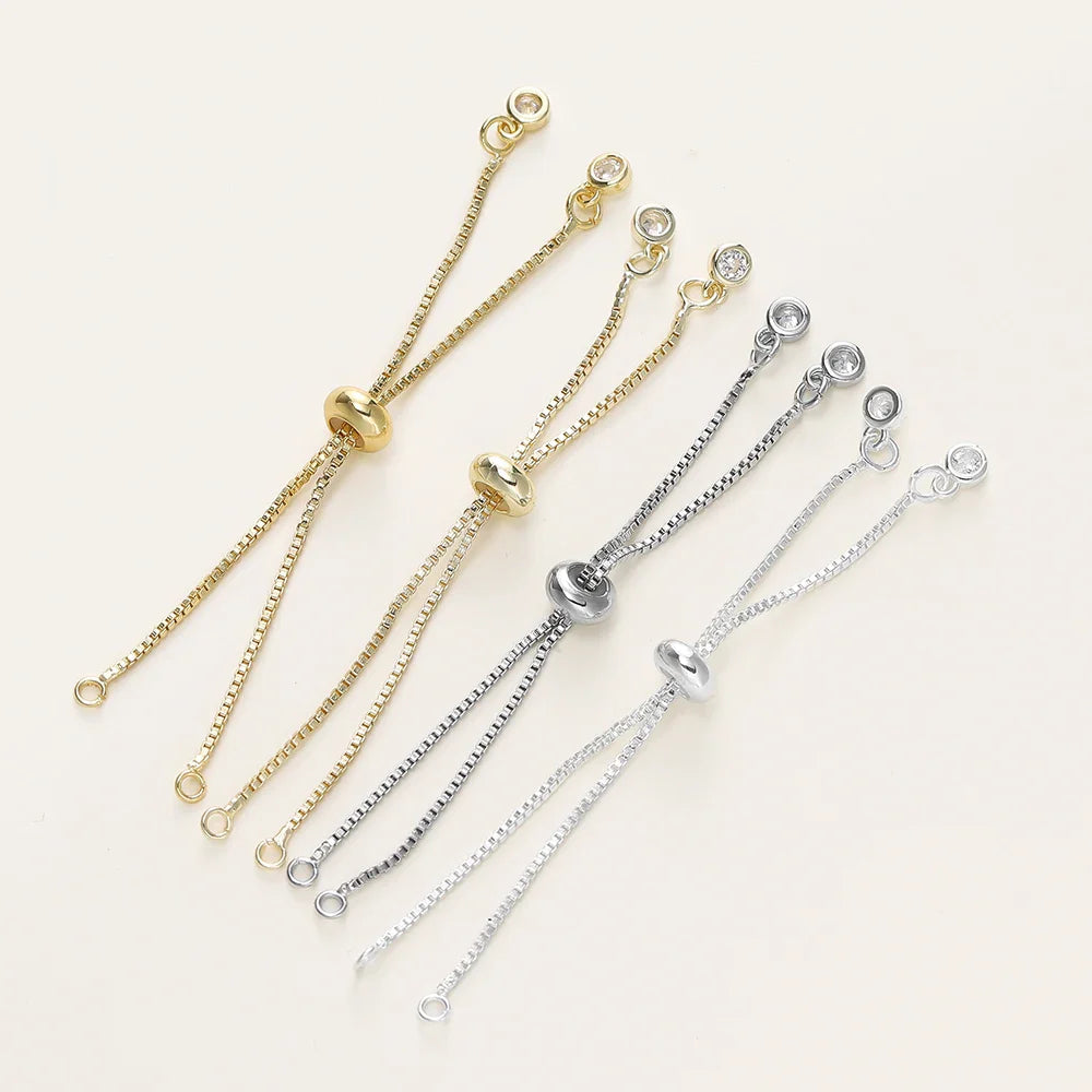 2/4pcs 5/7/12cm 14K/18K Gold Color Plated Brass Adjustable Slider Chains For DIY Bracelet Making Jewelry Making Accessories Vera Lux