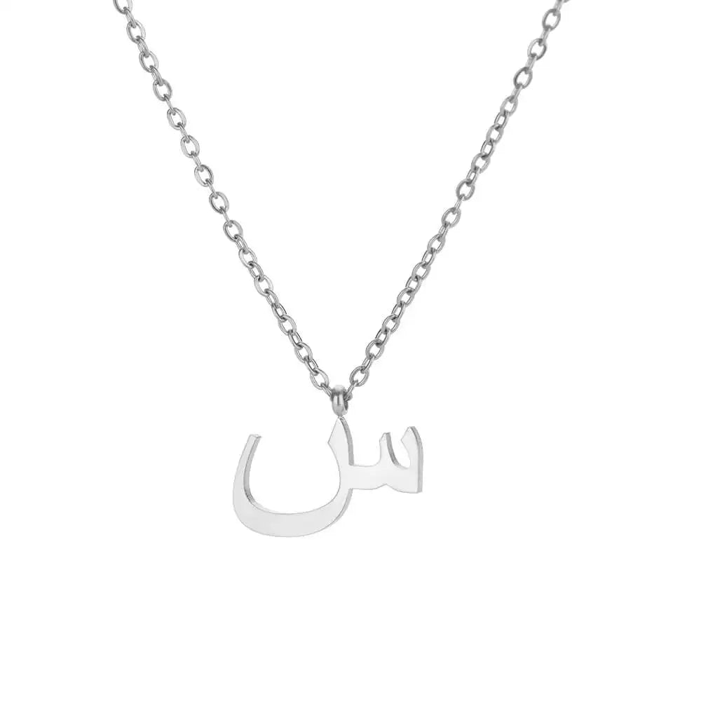 Arabic Letter Name Pendant Necklace For Women Stainless Steel Inital Chain Choker Collar Necklace 2024 Wedding Jewelry bijoux Vera Lux