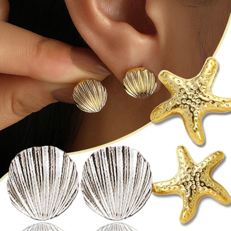Vintage Metal Shell Stud Earrings for Women Trendy Accessories Personalization Jewelry Earrings Daily Wear Creative Jewelry Gift Vera Lux