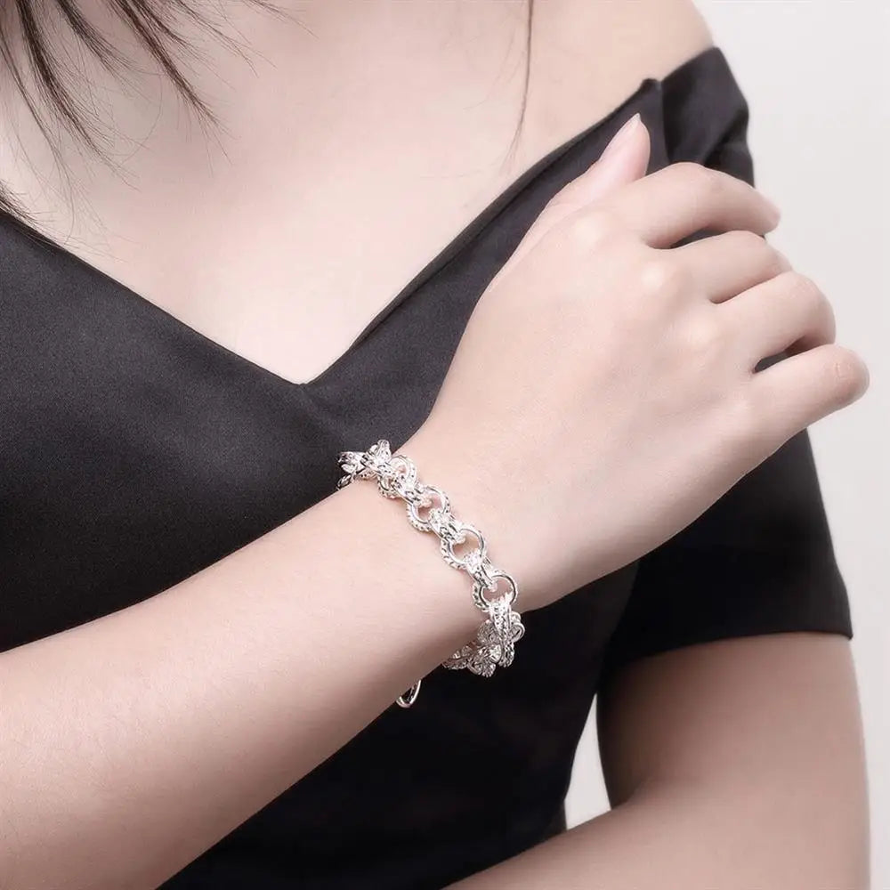 Fashion 925 Sterling Silver Ring Round Bracelets For Women Men Wedding Luxury Quality Jewelry Vera Lux