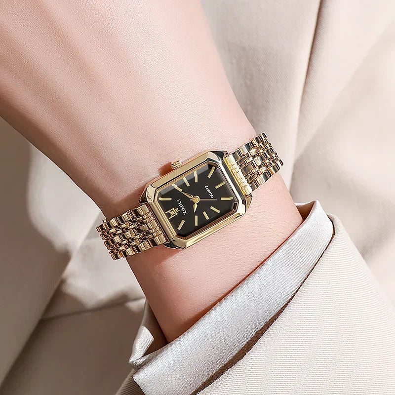 2025 Hot Brand Stainless Steel Strap Watch Women Luxury Gift Quartz Wristwatch Student Fashion Simple Square Quartz Watches Vera Lux