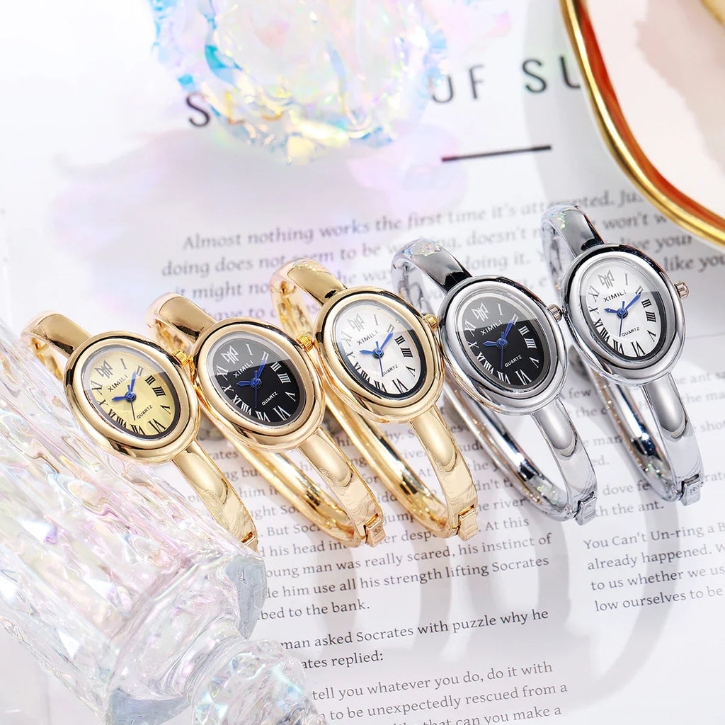 Elegant Oval Dial Women Watches Fashion Bracelet Strap Ladies Quartz Wristwatch Reloj Mujer Girls Clock Gift Vera Lux