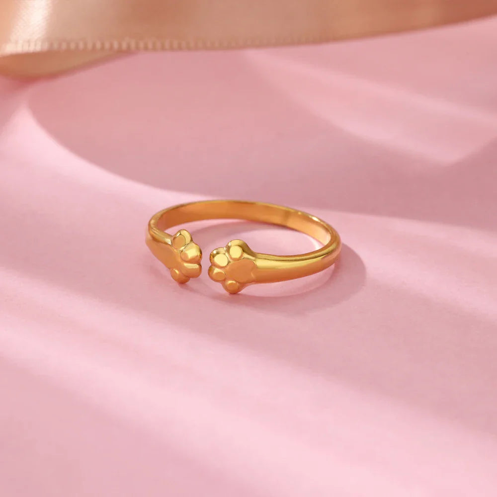 Cute Cat Claw Open Rings For Women Stainless Steel Gold Color Temperament Animal Finger Ring 2025 New Fashion Couple Jewelry Vera Lux