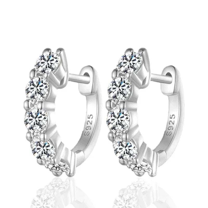 NeeTim 3mm D Color Moissanite Earrings 925 Sterling Silver Plated White Gold Hoop Earring for Women Wedding Party Fine Jewelry Vera Lux